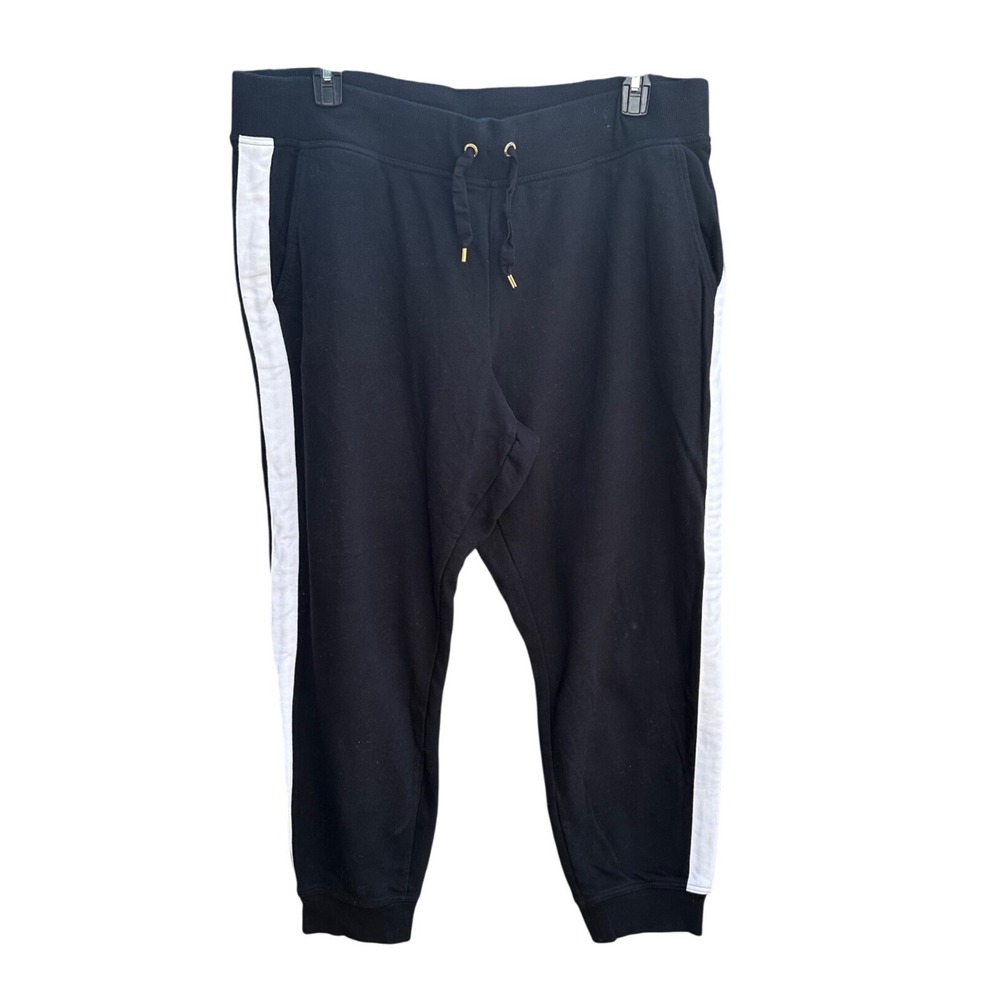 Lauren Ralph Lauren Black White Side Stripe Jogger Pants 2XL Cotton Blend